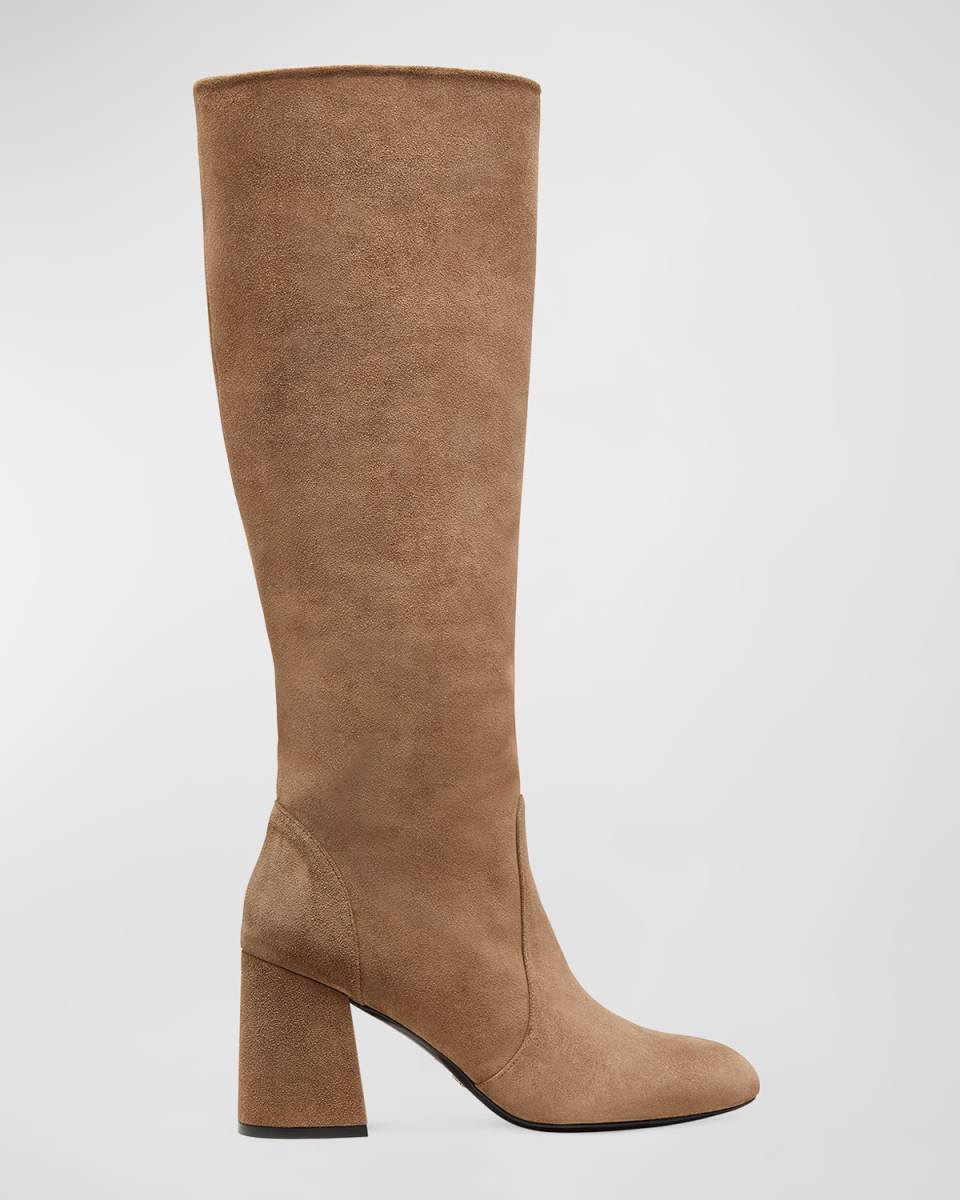 Suede Block-Heel Knee Boots